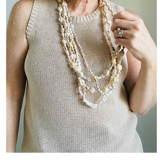 Set of 4 Seashell Long Strand Necklaces | Beachy Indie Vintage Boho Jewelry - Picture 8 of 8